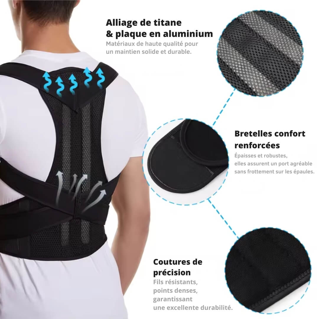 PostureLine™ – Correcteur de posture efficace en 10 jours, ajustable avec soutien dorsal et lombaire