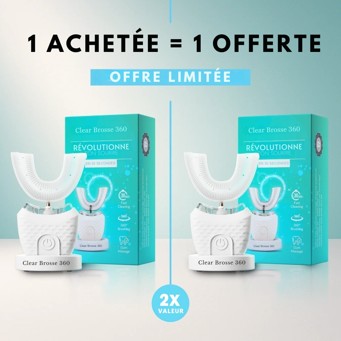 Clear Brosse 360 : La brosse à dent électrique 360° pour se brosser les dents en quelques secondes et les blanchir !
